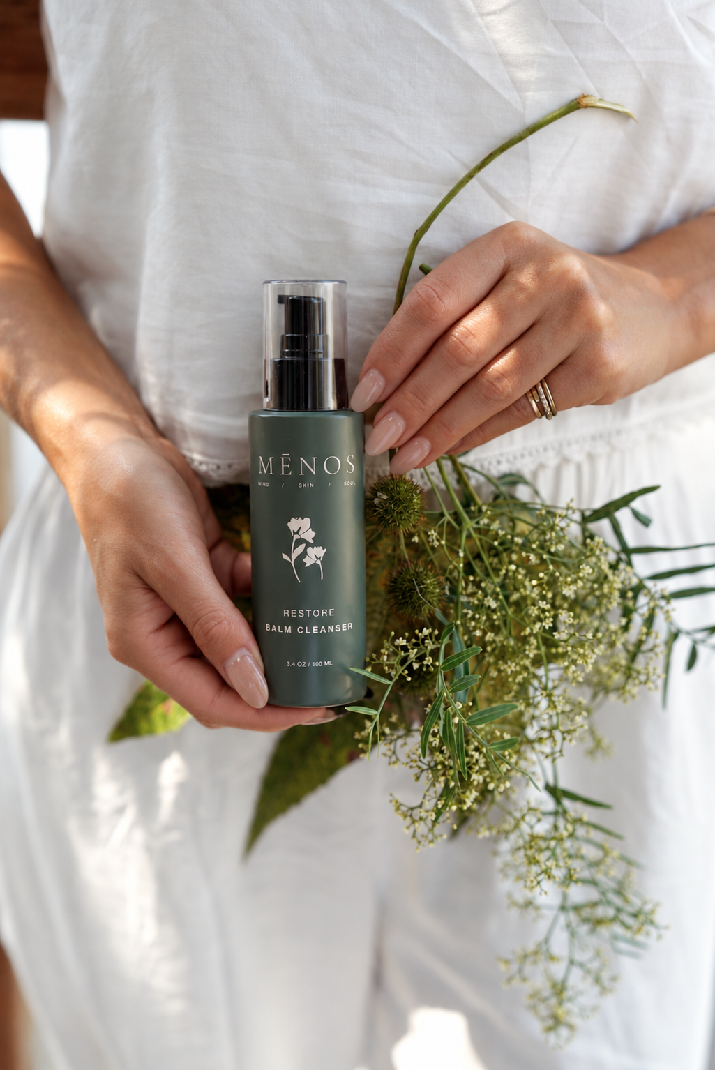 The Reset Duo by MĒNOS: RESTORE cleanser and RENEW vitamin C sheet mask